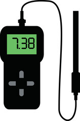pH meter icon on white background. chemistry equipment symbol. Portable digital pH meter sign. flat style.