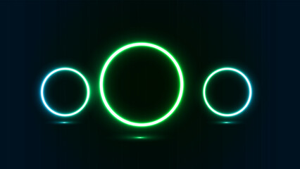 Neon Light, Glowing Circle , Blank | Circle Light on a Brown Background | Neon Lights Background | Abstract Glowing Lights Background Vector. Tropical Neon Frames. Bright Glowing Cyber Flora Frame	