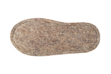 Slipper sole isolated on a white background. 
Felt sole, insole. 