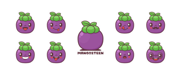 Obraz premium mangosteen cartoon. fruit vector illustration