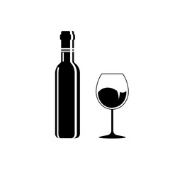 A bottle of wine and a wine glass.
