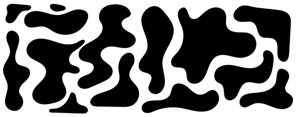 Irregular blob, set of abstract organic shapes. Abstract irregular random blobs. Simple liquid amorphous splodge. Trendy minimal designs for presentations, banners, posters and flyers.