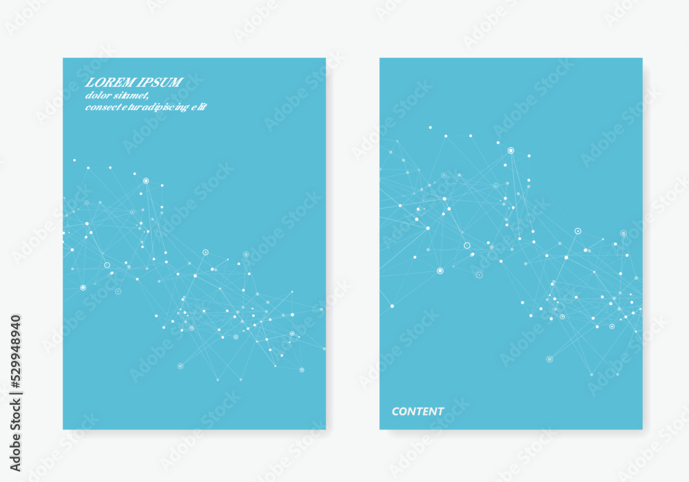 Poster vector abstract molecular structure. cover medicine abstract art. creative shape atom leaflet. templ