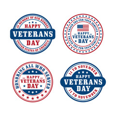 Badge stamp veterans day design collection