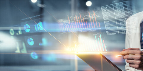 Business and innovation concept . Mixed media