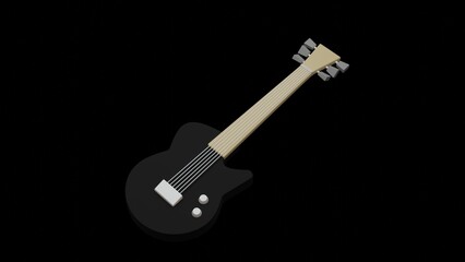 3d rendered illustration of electric guitar isolated on black  