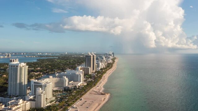 Miami Beach Aerial  Hyperlapse With Storm