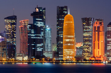Doha City Center at night, Qatar