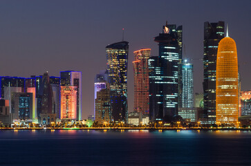 Fototapeta na wymiar Doha City Center at night, Qatar