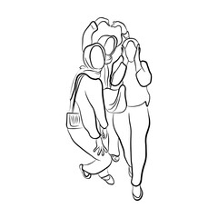 Woman pose line art style