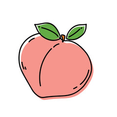 Peach Fruit Outline Illustrations