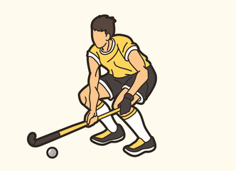 Fototapeta premium Field Hockey Sport Player Action Graphic Vector