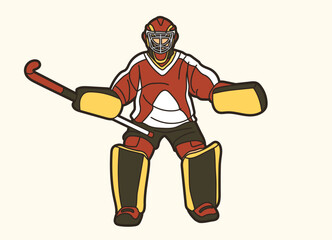 Field Hockey Sport Player Goalkeeper Action Graphic Vector