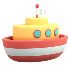 3d render red and yellow summer boat icon