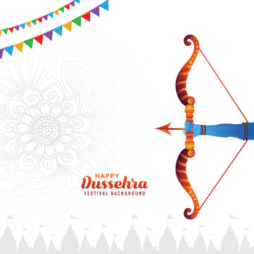 Happy dussehra bow and arrow festival greeting card background