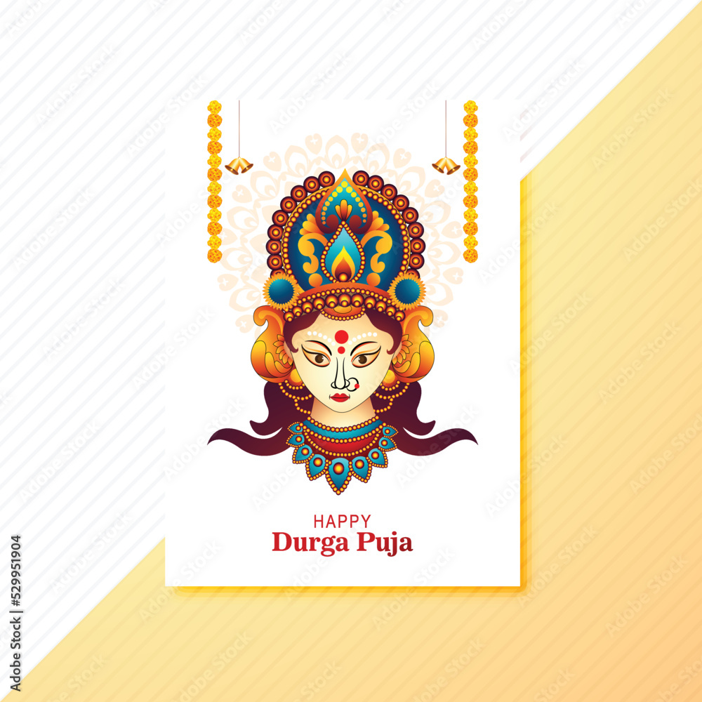 Wall mural happy durga puja festival celebration brochure card background