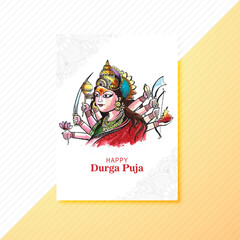 Indian festival goddess durga face holiday celebration brochure card template design