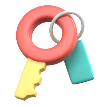 3d Render Red And Yellow Travel Key Icon