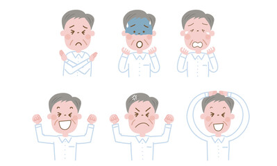 いろいろな表情のシニア男性