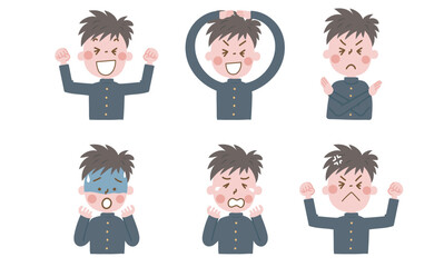 いろいろな表情の男子学生