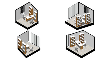 Isometric Architectural Projection - AI Interior Isometric Office