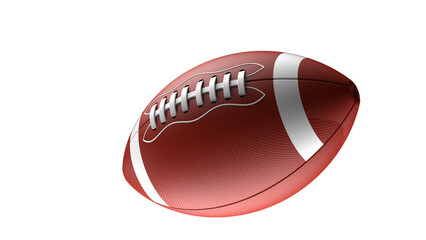 Blown-white American football standard ball under white background. 3D CG.Portable Network Graphics. PNG file format.