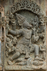 Fototapeta na wymiar The Sculpture of Varaha Avatar on the Hoysaleshwara Temple, Halebeedu, Hassan, Karnataka, India.