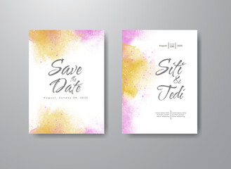 Fototapeta premium Wedding invitation with abstract watercolor background