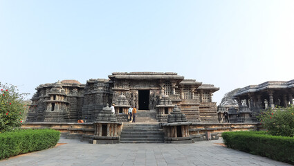 View of Hoysaleshwara Temple Complex, Halebeedu, Hassan, Karnataka, India.