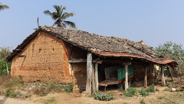 Old Traditional Malnadu Houses of Rural India, Halebeedu, Karnataka, India.