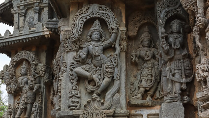 Fototapeta na wymiar The Sculpture of Krishna on the Hoysala Temple, Belur, Hassan, Karnataka, India.