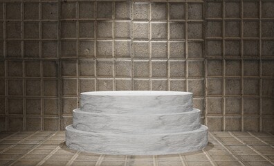 3d large podium with wall realistic texture background