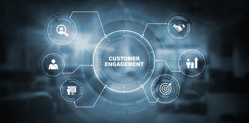 Business, Technology, Internet and network concept. Shows the inscription: CUSTOMER ENGAGEMENT.  3d illustration