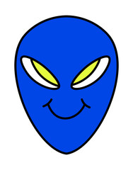Alien with blue face, sticker or emoticon vector