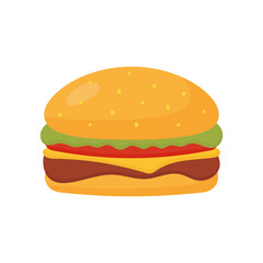 Delicious burger. Vector illustration on a white background. For menu, posters, banners, printing on the pack, printing on clothes, fabric, wallpaper.