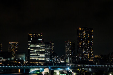 Plakat 東京の豊洲市場付近の夜景