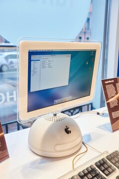 Saint Petersburg, Russia - May 27, 2021: Yandex Museum Of Old Computers. Apple Macintosh IMac G4 Computer.