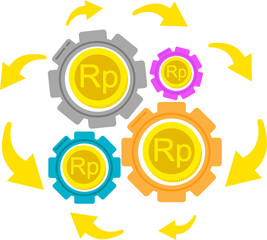 Indonesian flag hand drawn.indonesian rupiah hand drawn