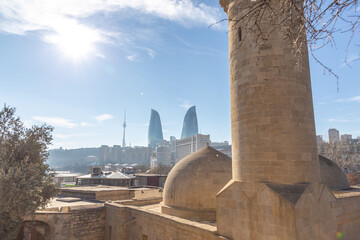 Panoramic view from the Shirvanshahs palace. Icheri Sheher (old town), Baku city, Azerbaijan.