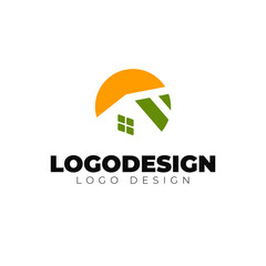 villa house logo design minimal logotype vector template