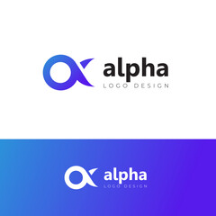 alpha icon logo design minimal logotype vector template