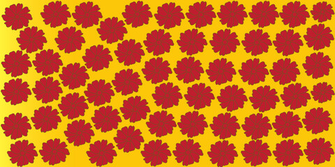 yellow background and red flowers