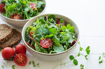 Vegan food: healthy fresh vegetables salad