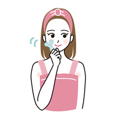 フェイスローラーをする女性のベクターイラスト