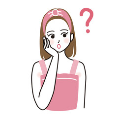 スキンケアに悩みがある女性のベクターイラスト