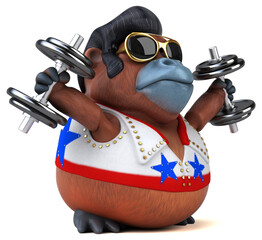 Fun 3D cartoon illustration of a Orang Outan rocker