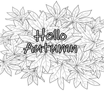 Autumn falling leaves coloring page hand drawn vector pencil sketch of botanical collection branch 
 leaf vector illustration engraved ink art isolated image on white background clip art.