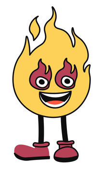 Fire character with muzzle and legs, emoticon