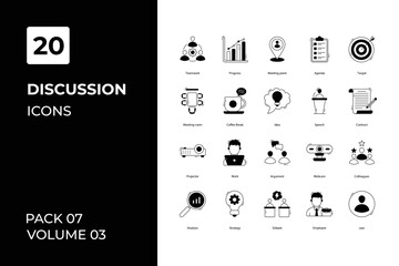 Discussion icons collection. Set vector line with elements for mobile concepts and web apps. Collection modern icons.