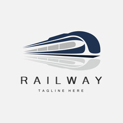 Train Logo Design. Fast Train Track Vector, Fast Transport Vehicle Illustration